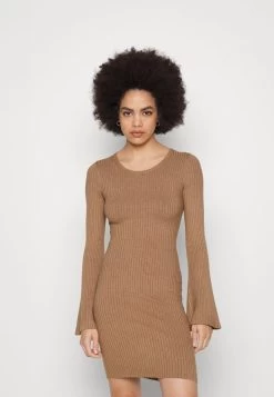Even&Odd KNIT LOOSE FIT FLARED SLEEVES DRESS - Strickkleid - Camel