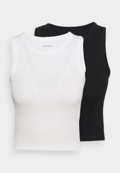 Even&Odd 2 PACK CROPPED TANK - T-Shirt Basic - Black/white -Outfit Verkauf 49e33aca69f94d5e874b246a73a70147