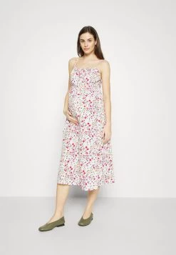 WOVEN_MAMA_MIDI SUMMER DRESS - Jerseykleid - White/yellow