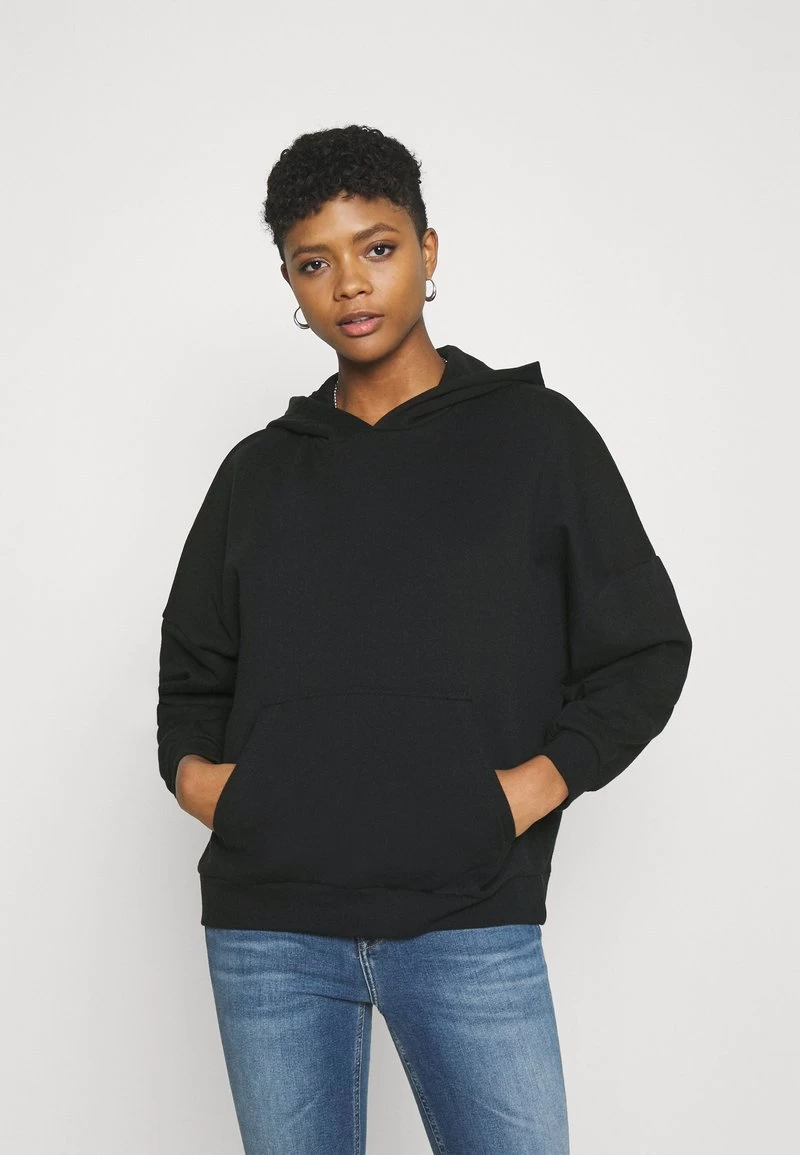 Even&Odd HOODIE LONG WITHOUT DRAWCORD AND POCKET - Kapuzenpullover - Black 3 Even&Odd HOODIE LONG WITHOUT DRAWCORD AND POCKET - Kapuzenpullover - Black