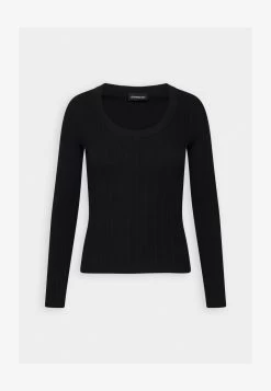 Even&Odd RIBBED - VARIEGATED - Strickpullover - Black