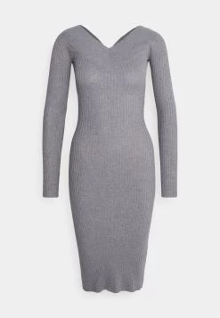 Even&Odd V AUSSCHNITT RIPP MINI STRICKKLEID - Etuikleid - Mottled Grey -Outfit Verkauf f0c56145c26240f686a9018b3cd9cd00